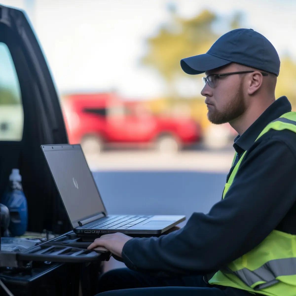 An InfinIT technician providing on-site IT support to a Warren, Ohio manufacturing client.