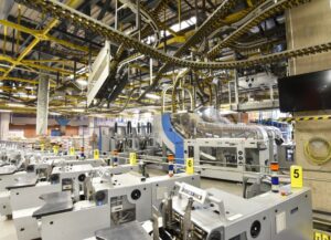 A factory floor with industrial equipment running alongside modern network infrastructure — the reality for most Northeast Ohio manufacturers.